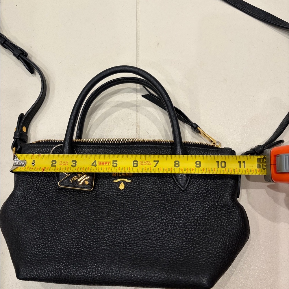 Prada Black and Gold Leather Satchel - Picture 10 of 12
